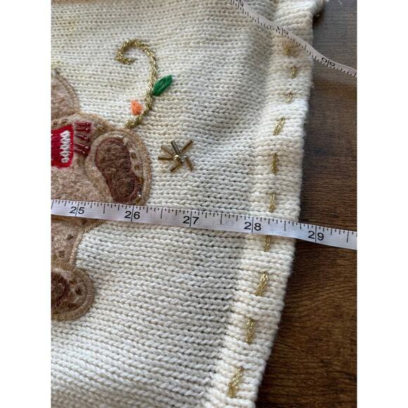 White Stage Womens 26/28W White Embroidery Vest Teddy Bear Christmas Zipper - Picture 10 of 13